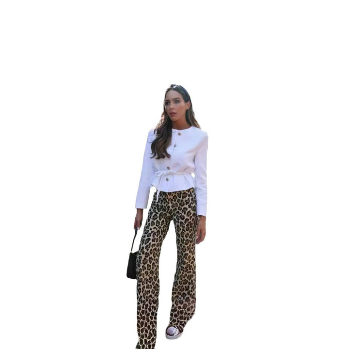 Damen modische Stoffhose mit animalischem Muster Drune
