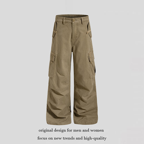 Damen Weite Cargo-Culottehose mit hoher Taille und Multi-Taschen Drune