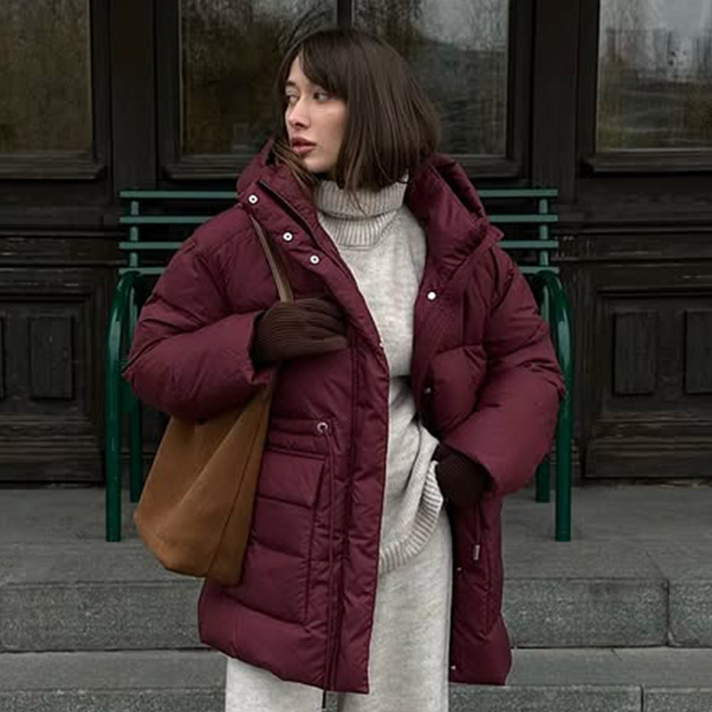 Damen modischer, gefütterter Wintermantel mit verstellbarem Gürtel Drune