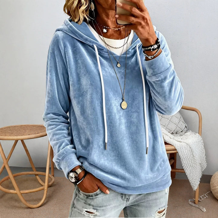 Damen Samtvelours-Hoodie mit Kordelzug und lässiger Oversize-Passform Drune