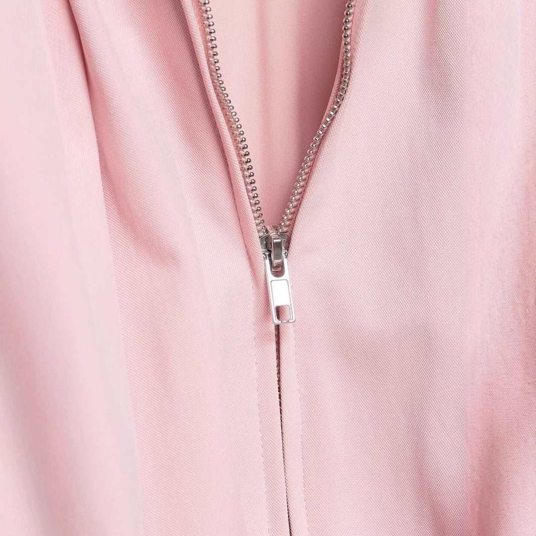 Damen Cropped-Blouson mit Ballonärmeln, Hemdkragen und elastischem Saum Drune