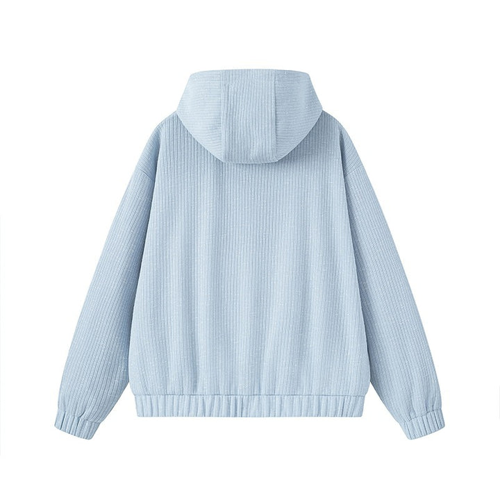 Damen Modischer Kapuzenpullover mit Knopfdetails Drune