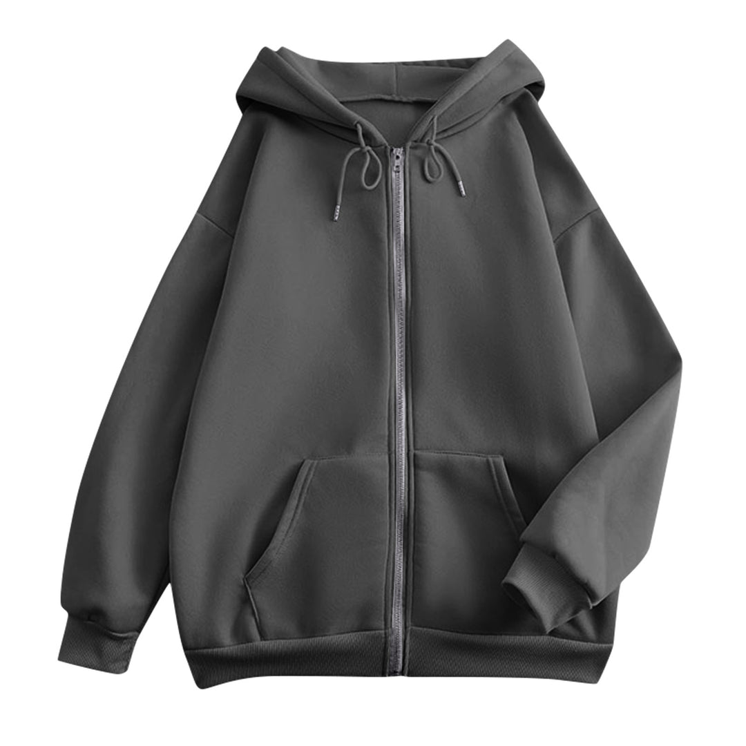 Unisex nan extraweiche oversized Zip-Hoodie mit Kängurutaschen, Kapuze mit Kordelzug und gerippten Bündchen Drune