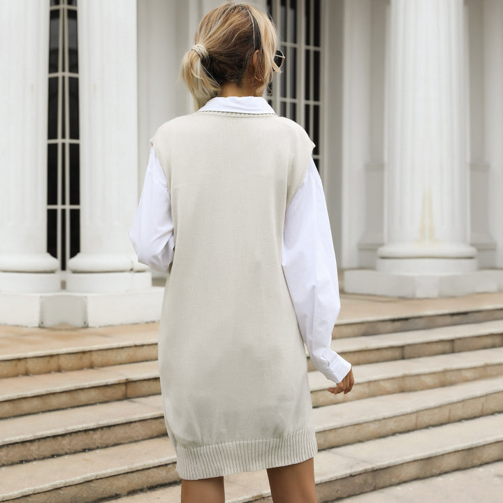 Damen Kabelstrick-Longweste mit V-Ausschnitt und Oversize-Silhouette Drune