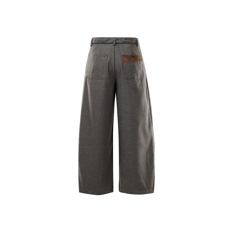 Damen Weite High Waist Culotte-Hose mit Gürtel und Kontrasttaschen Drune