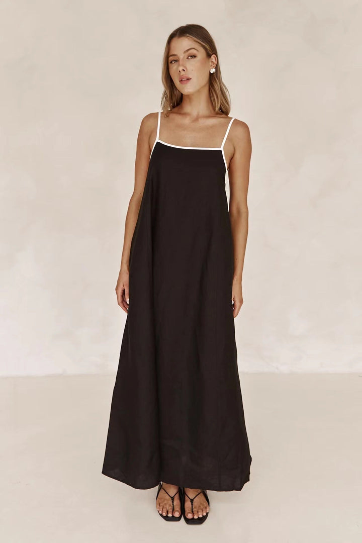 Damen Sommerliches Maxikleid mit schmalen Spaghettiträgern und fließendem Schnitt Drune