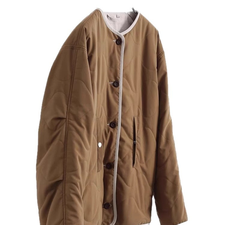 Damen Stylische Steppjacke mit Rundhalsausschnitt Drune