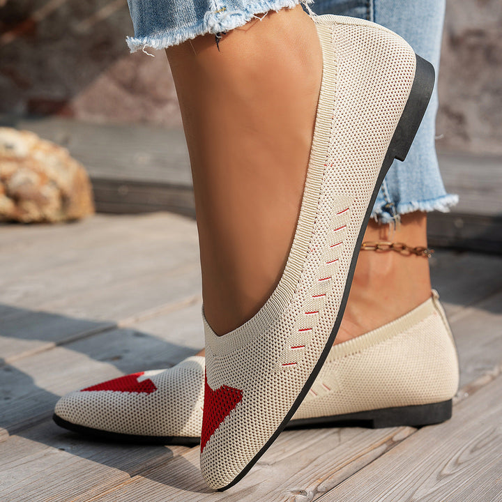 Damen Ballerinas mit kreativem Hahnentrittmuster und flexiblem Fußbett Drune