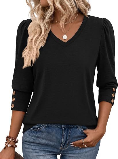 Damen Leopardenmuster V‑Neck Bluse mit 3/4-Ärmeln und geraffter Vorderpartie Drune