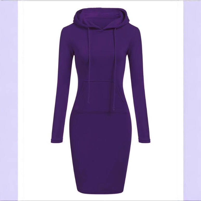Damen Hoodie-Kleid mit praktischen Taschen und Kapuze Drune