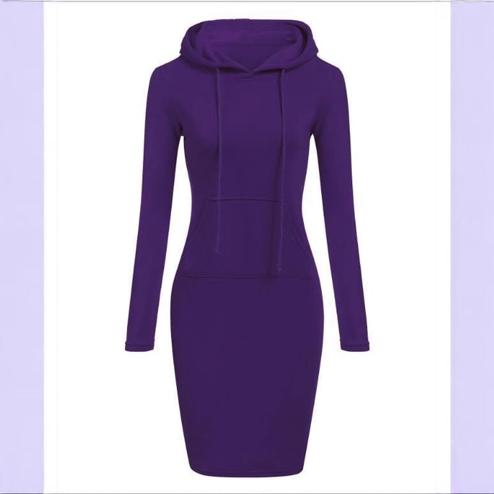 Damen Hoodie-Kleid mit praktischen Taschen und Kapuze Drune