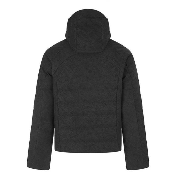 Herren wattierte Kurz-Steppjacke mit Kapuze, Tunnelzug und durchgehendem Reißverschluss Drune