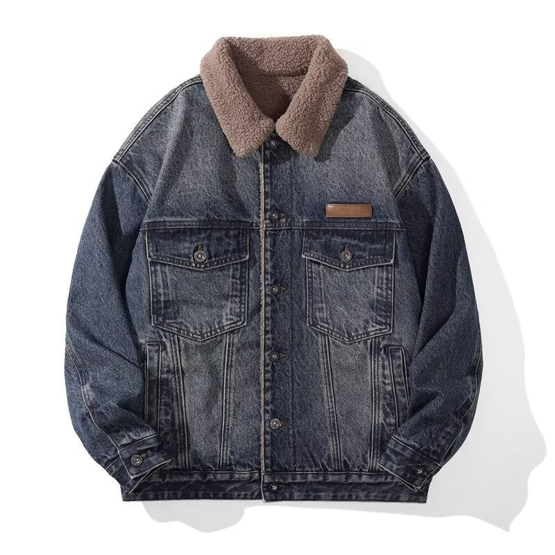 Herren Lässige Denimjacke mit Fleecefutter Drune 1788342512