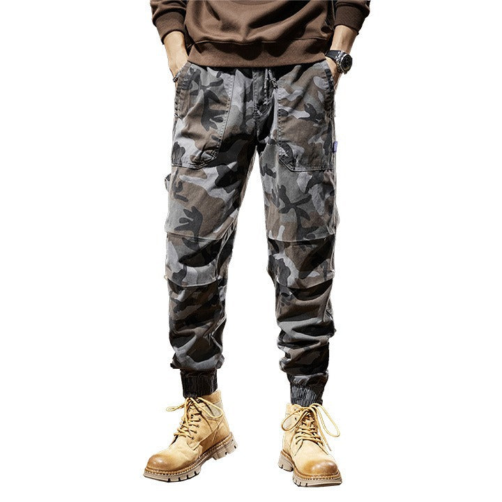Herren Camouflage-Cargo-Jogginghose mit Tunnelzug, Knieabnähern und geripptem Knöchelabschluss Drune