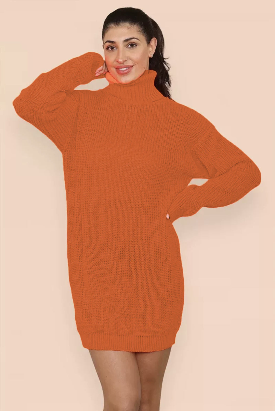 Damen Strickkleid mit hohem Rollkragen und lässigem Schnitt Drune