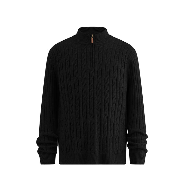 Herren Klassischer Grobstrickpullover mit Zippkragen Drune