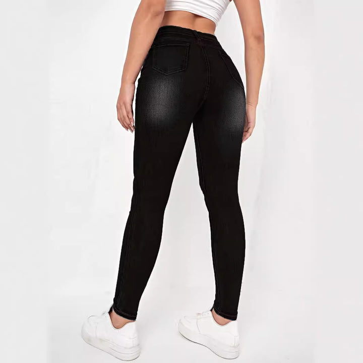 Damen Skinny Jeans im modischen Destroyed-Look mit hohem Taillenbund und komfortablem Stretch Drune