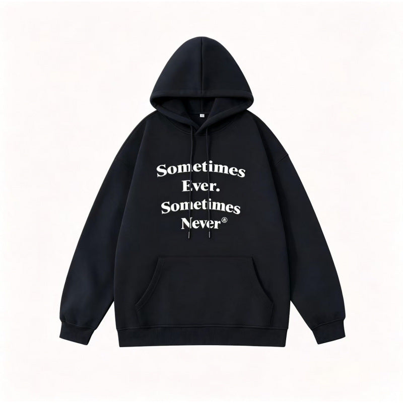 Unisex Oversize-Kapuzenpullover mit Statement-Print und Kängurutasche Drune