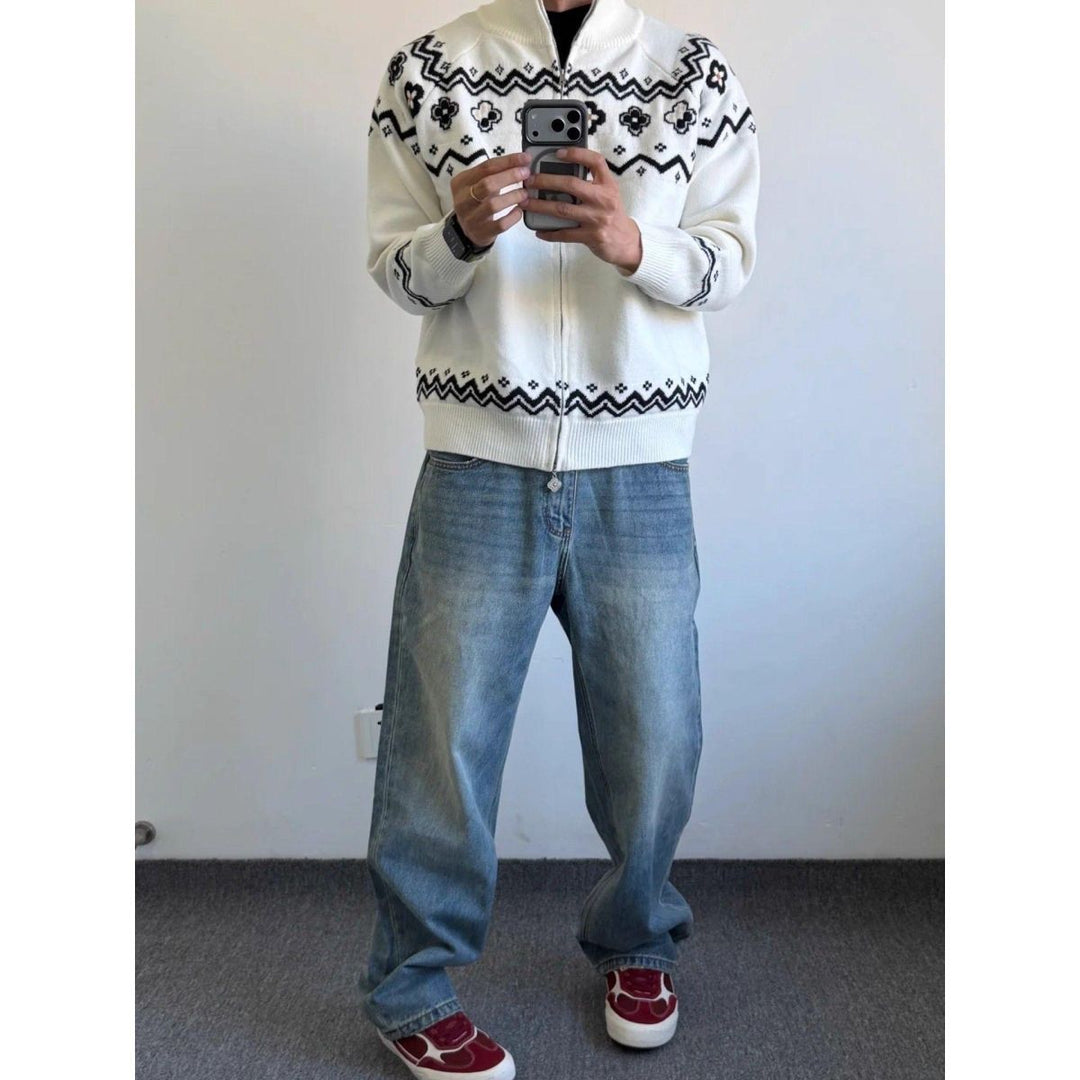 Damen Modischer Strickpullover mit Stehkragen und Reißverschluss Drune