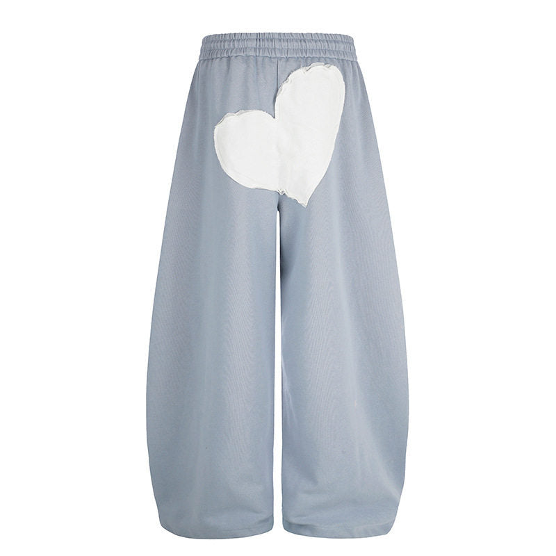 Damen weite Culotte-Sweathose mit elastischem Bund und Herz-Applikation Drune