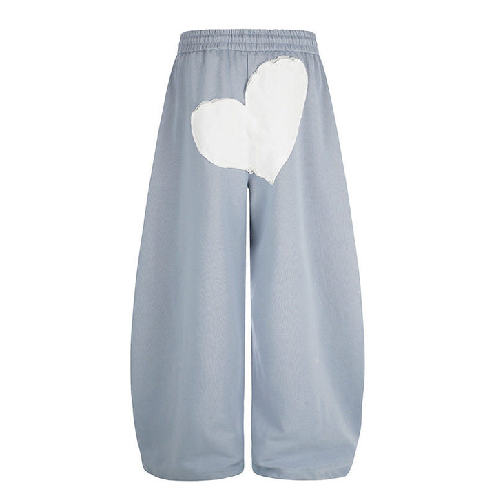Damen weite Culotte-Sweathose mit elastischem Bund und Herz-Applikation Drune