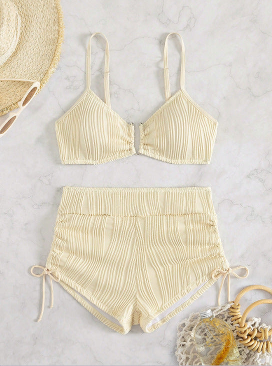 Damen Hochgeschnittenes Bikini-Set mit raffinierter Raffung Drune