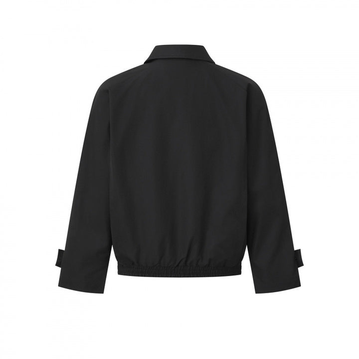 Herren Kurz geschnittene kastige Harrington-Jacke mit verdeckter Knopfleiste, elastischem Saum und verstellbaren Manschetten Drune
