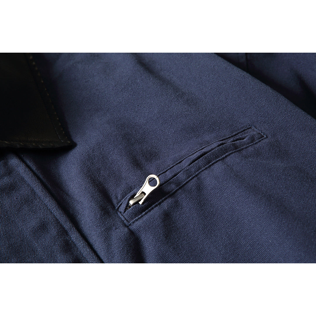 Herren Boxy-Canvas-Blouson mit kontrastierendem Kunstlederkragen und elastischem Saum Drune