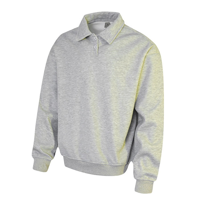 Herren Polo‑Sweatshirt im Oversize‑Relaxed‑Fit mit Rippbündchen und Knopfleiste Drune