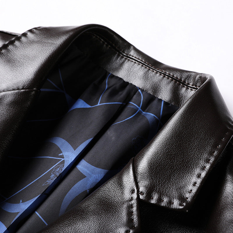 Herren Kunstleder-Sakko mit schlanker Passform und Notch-Revers Drune
