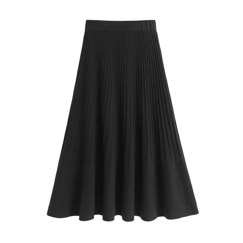 Damen Plissierter A-Linien Rock Drune