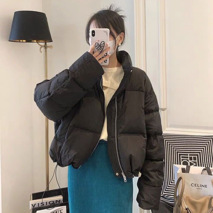 Damen Oversized Pufferjacke mit elastischem Bund und seitlichen Reißverschlusstaschen Drune
