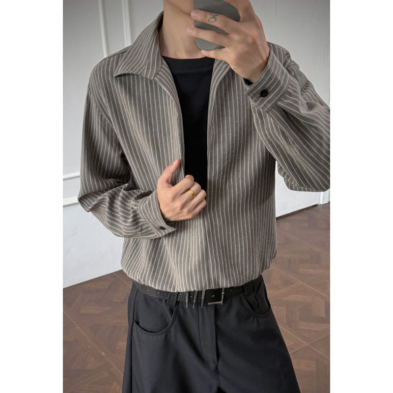 Herren Modernes gestreiftes Overshirt Drune