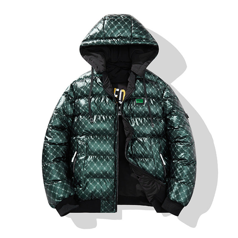Herren Modische Steppjacke mit Kapuze und glänzendem Finish Drune