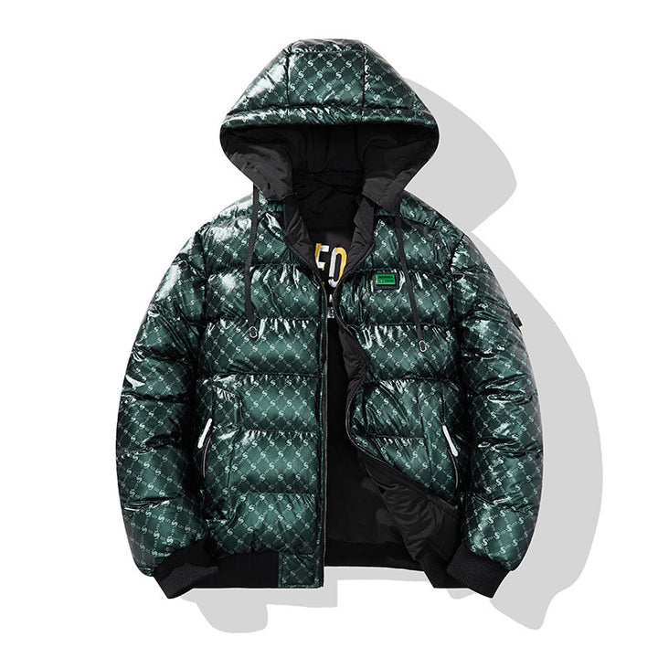 Herren Modische Steppjacke mit Kapuze und glänzendem Finish Drune
