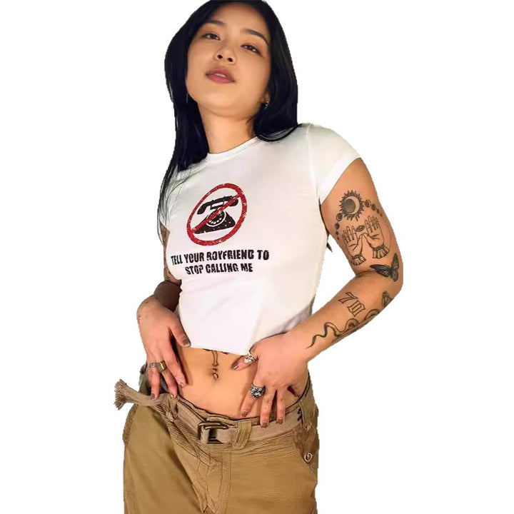 Damen Crop-T-Shirt mit Ihrem kreativen Spruch Drune