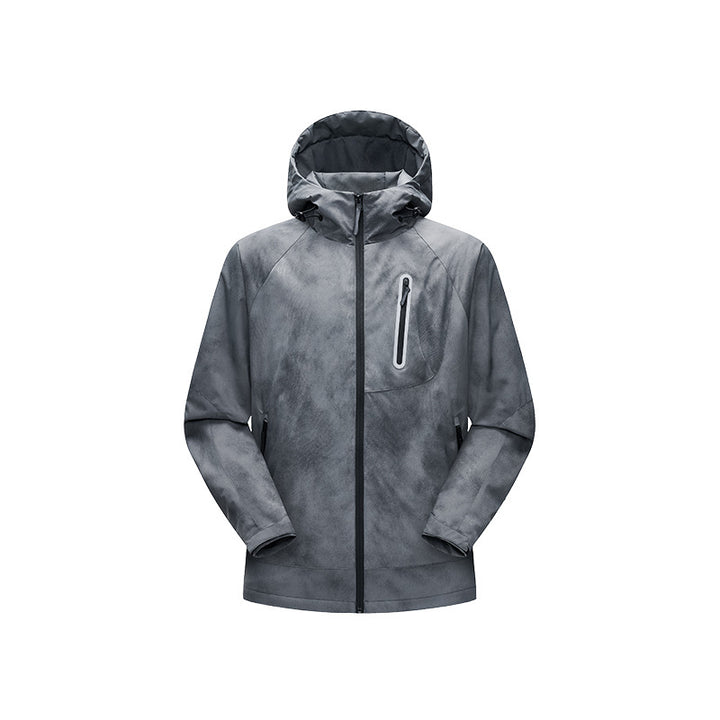 Herren Technische Regenjacke mit Kapuze wasserdichter Shell und reflektierender Brusttasche Drune