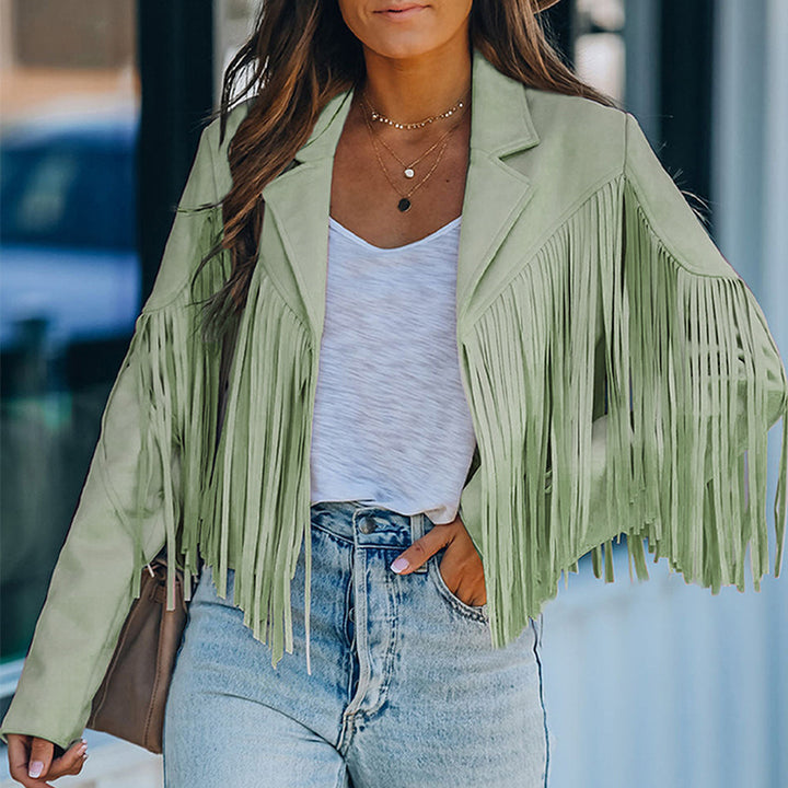 Damen Fransenjacke aus hochwertigem Suede-Mix Drune