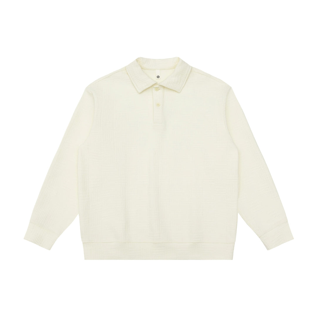 Unisex Waffelstrick-Poloshirt mit Polokragen und Halbknopfleiste Drune
