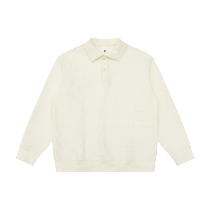 Unisex Waffelstrick-Poloshirt mit Polokragen und Halbknopfleiste Drune