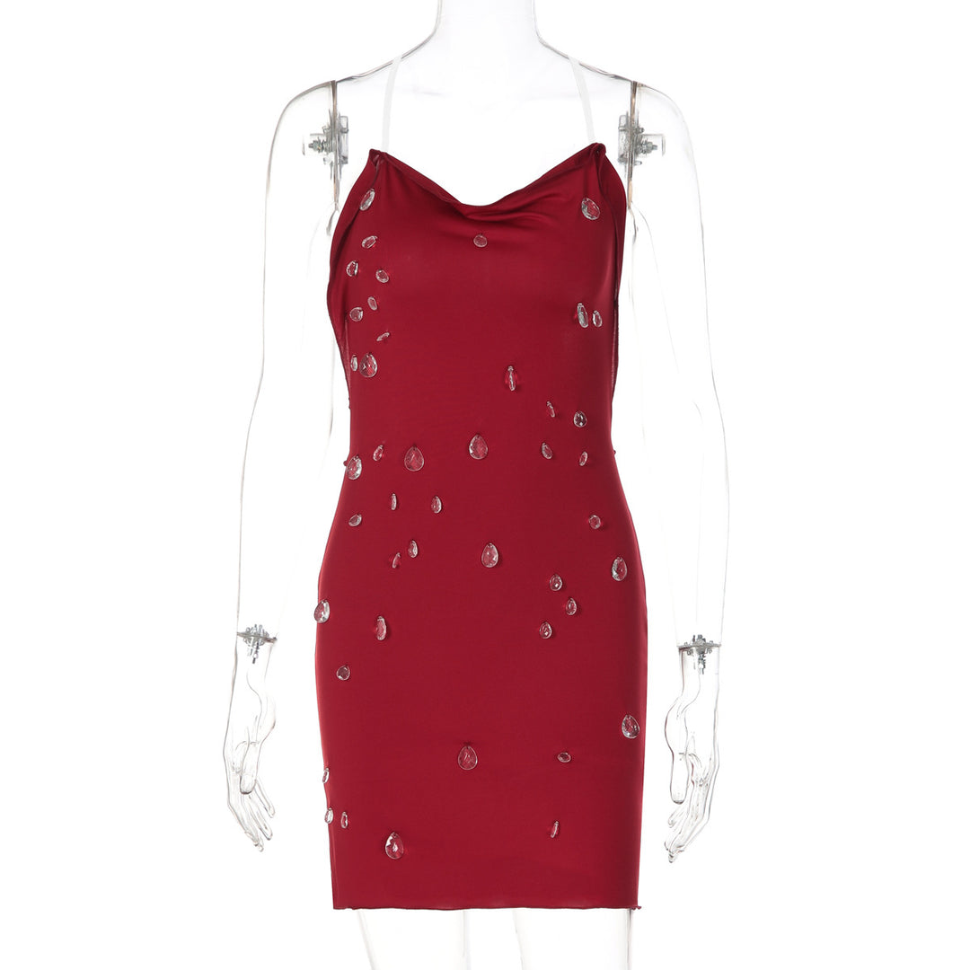 Damen figurbetonendes Minikleid mit eleganter Drapierung und transparenten Applikationen Drune