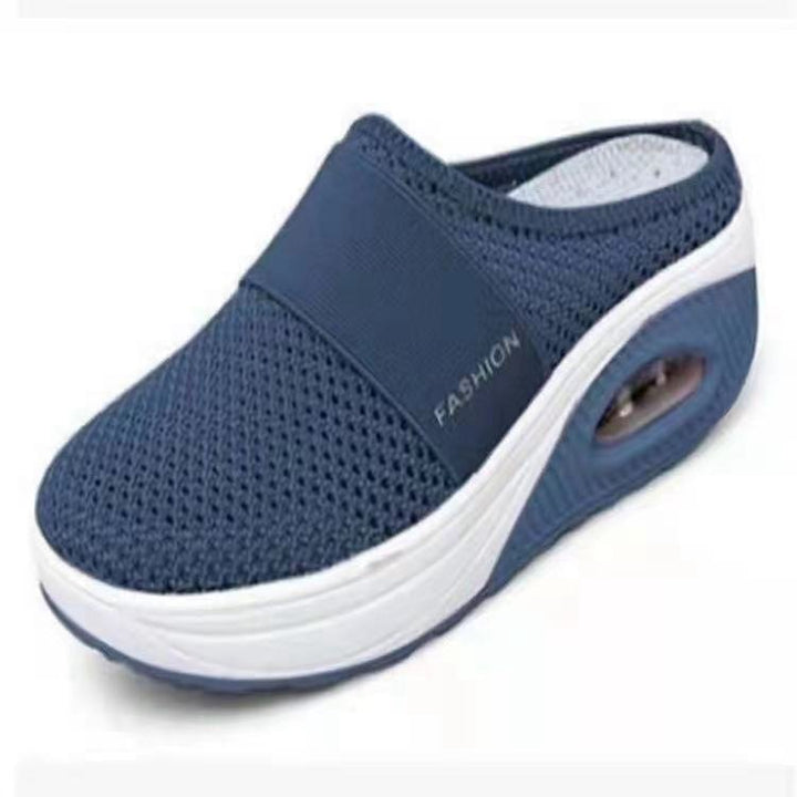Damen Komfort-Sport-Pantolette mit luftgepolsterter Plateau-Sohle und atmungsaktivem Mesh Drune