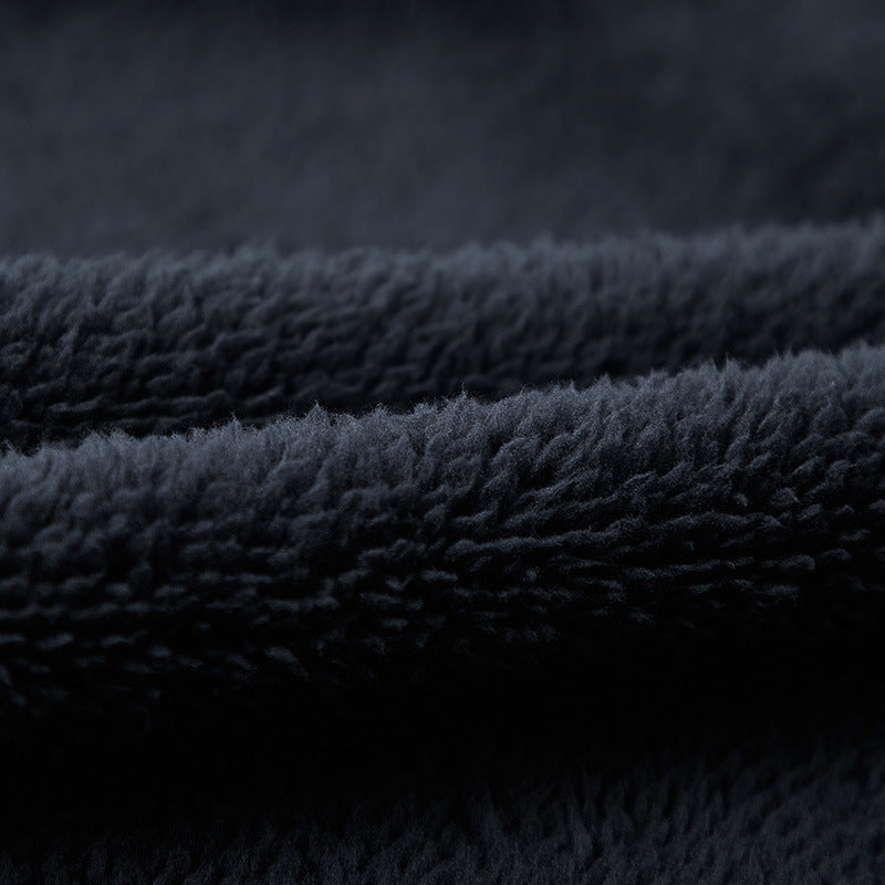 Herren Hochflor-Fleecejacke mit Sherpa-Innenfutter, Stehkragen und verdeckten Reißverschlusstaschen Drune