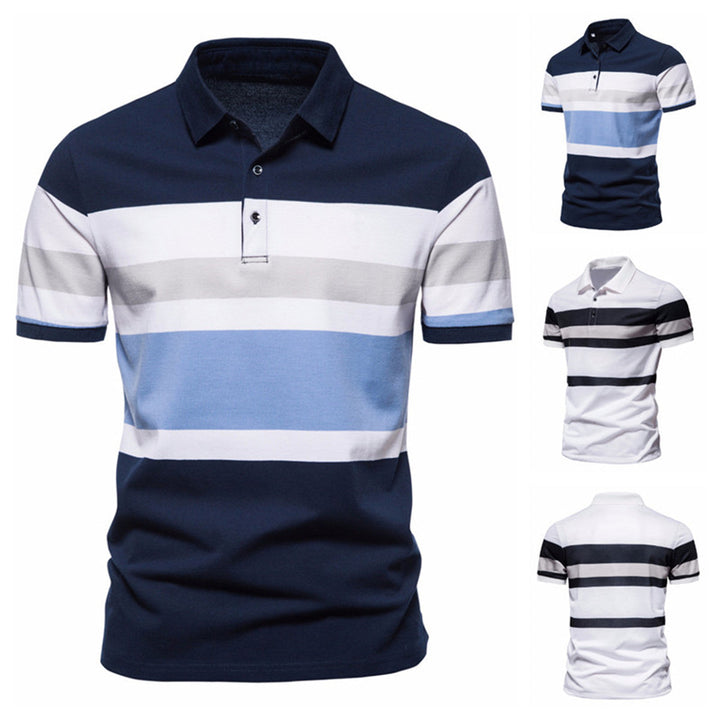 Herren Poloshirt mit modernem Streifenmuster und atmungsaktiver Baumwolle Drune