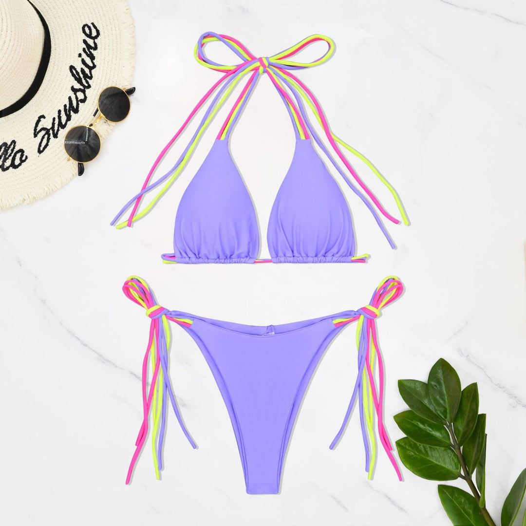 Damen Triangel-Bikini mit elegante Bindebänder Drune