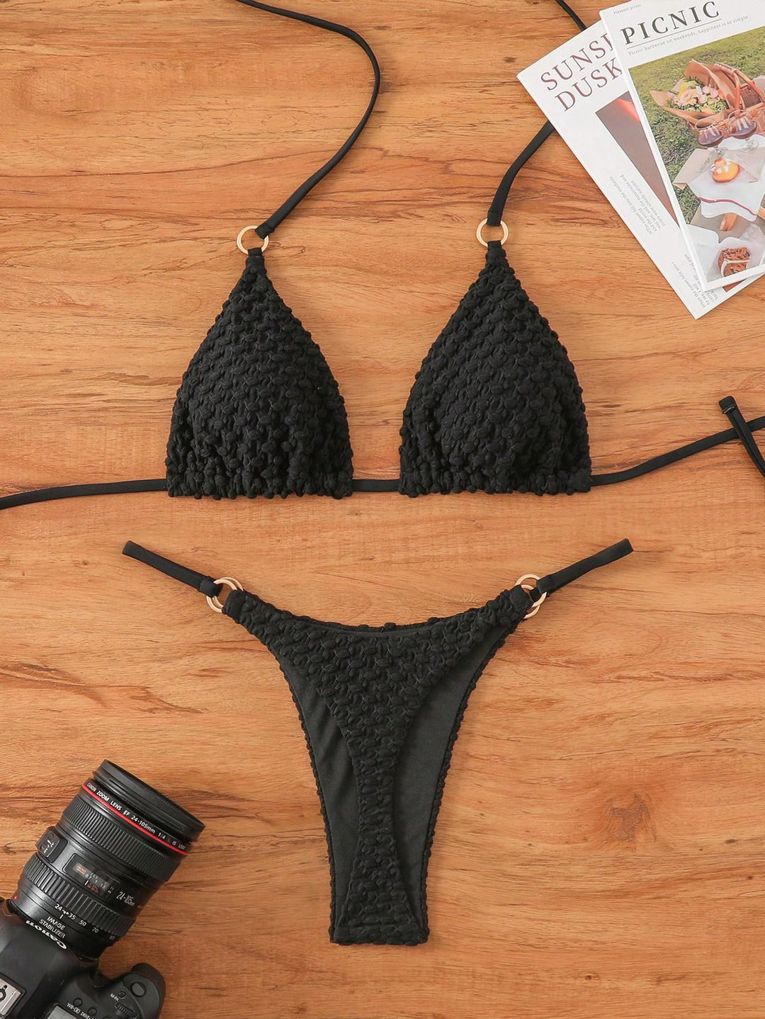 Damen Triangel-Bikini mit raffiniertem Texturenmix Drune