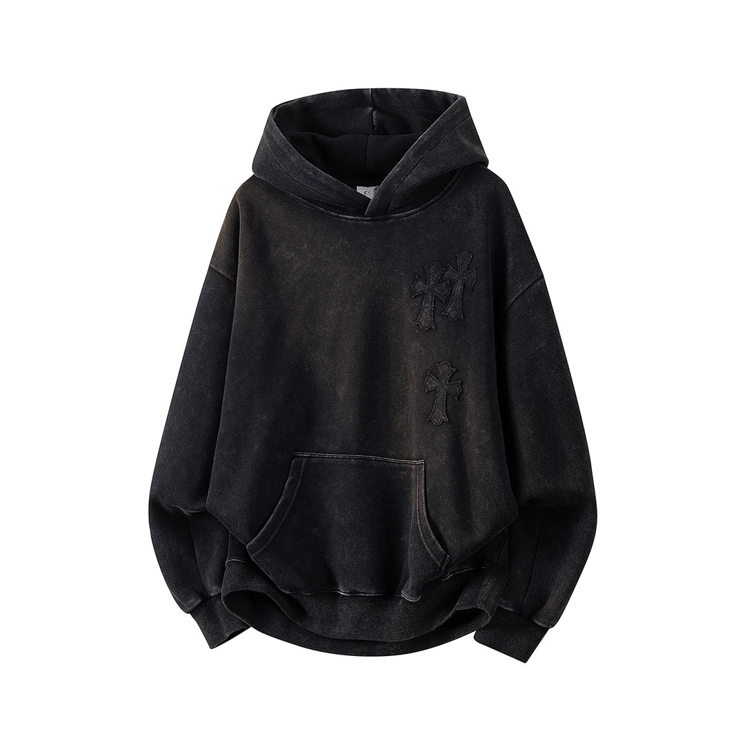 Unisex Oversize Kapuzenpullover mit handschriftlichem Grafik-Print, Kängurutasche & geripptem Saum Drune