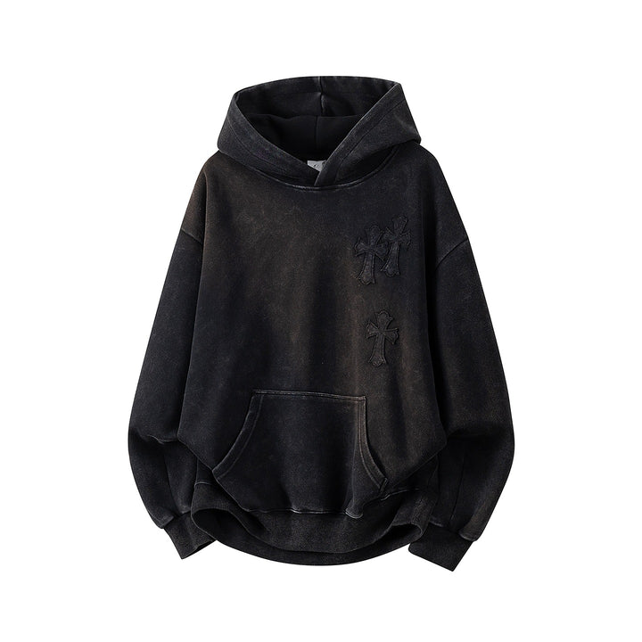 Unisex Oversize Kapuzenpullover mit handschriftlichem Grafik-Print, Kängurutasche & geripptem Saum Drune