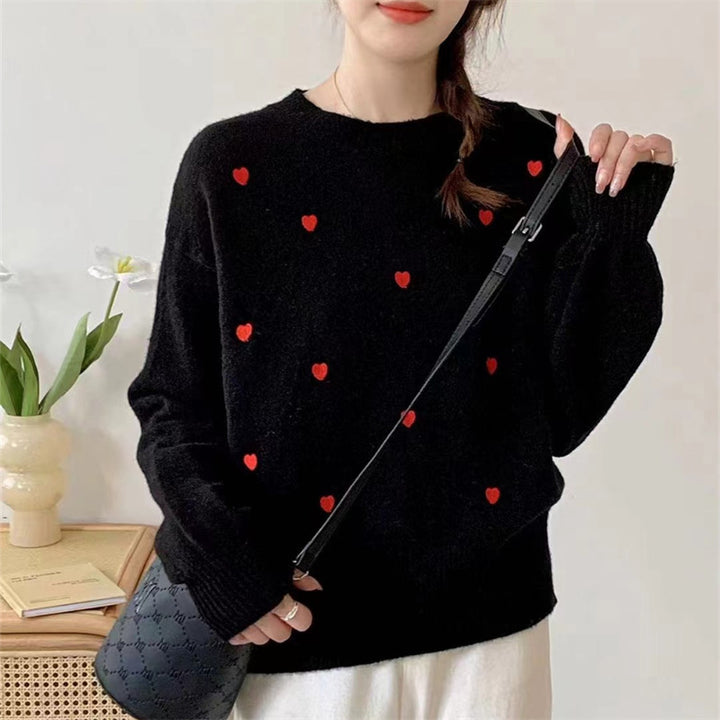 Damen Pullover mit Herz-Motiv und lässigem Schnitt Drune