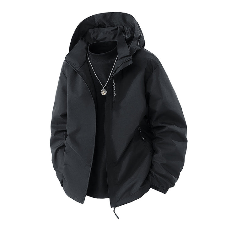 Herren nan leichte wetterfeste Softshelljacke mit verstellbarer Kapuze, winddichter Außenlage und atmungsaktivem Meshfutter Drune